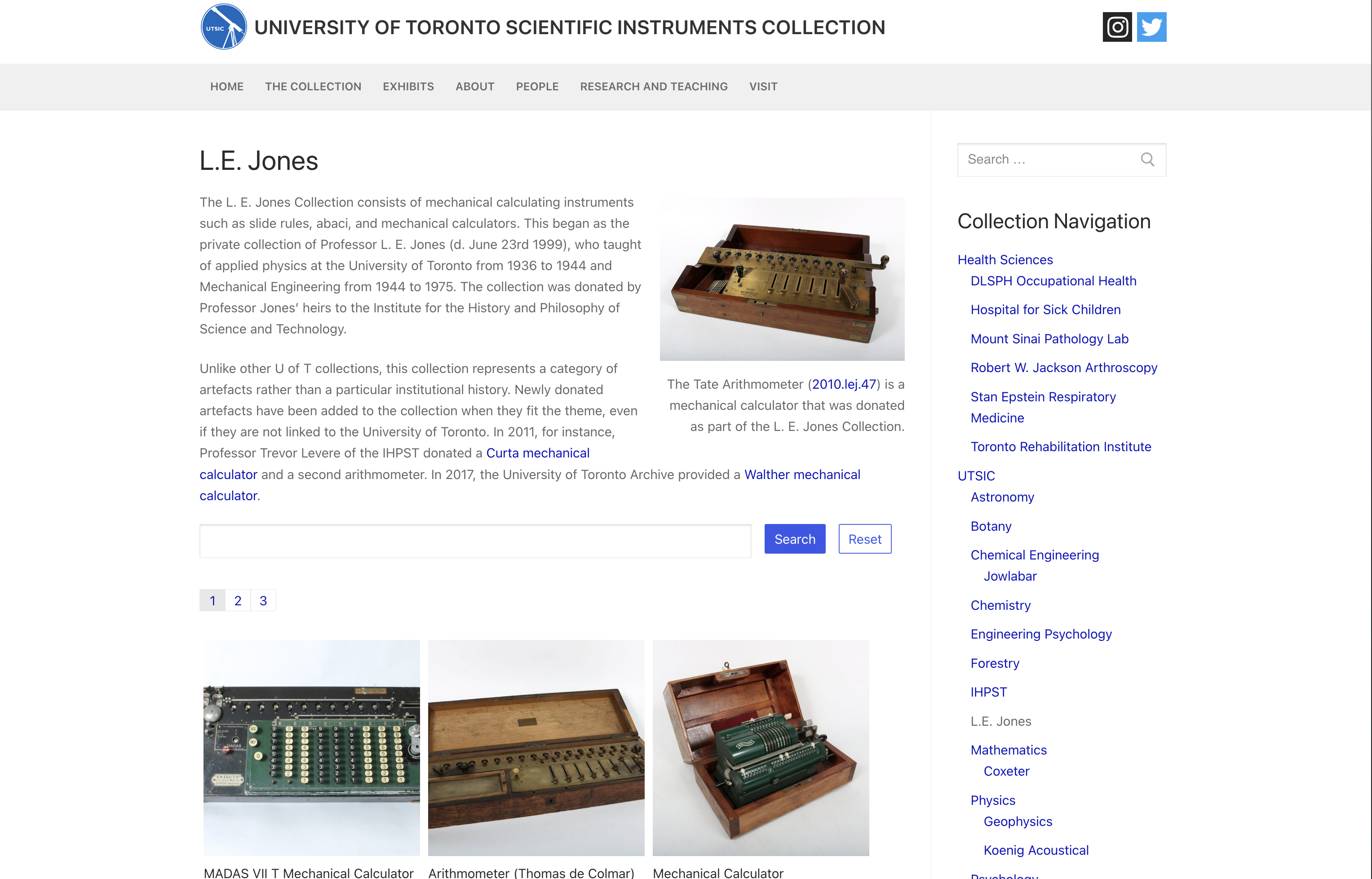 Screenshot of the Museum for WordPress Plugin running on utsic.utoronto.ca